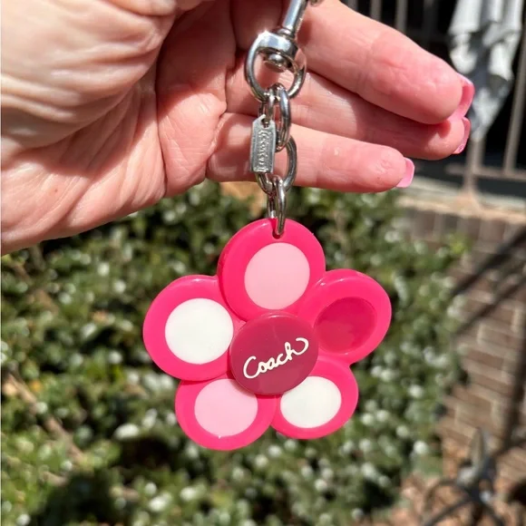 Coach Pink Tri-color Acrylic Flower Charm Rare EUC - Picture 3 of 6
